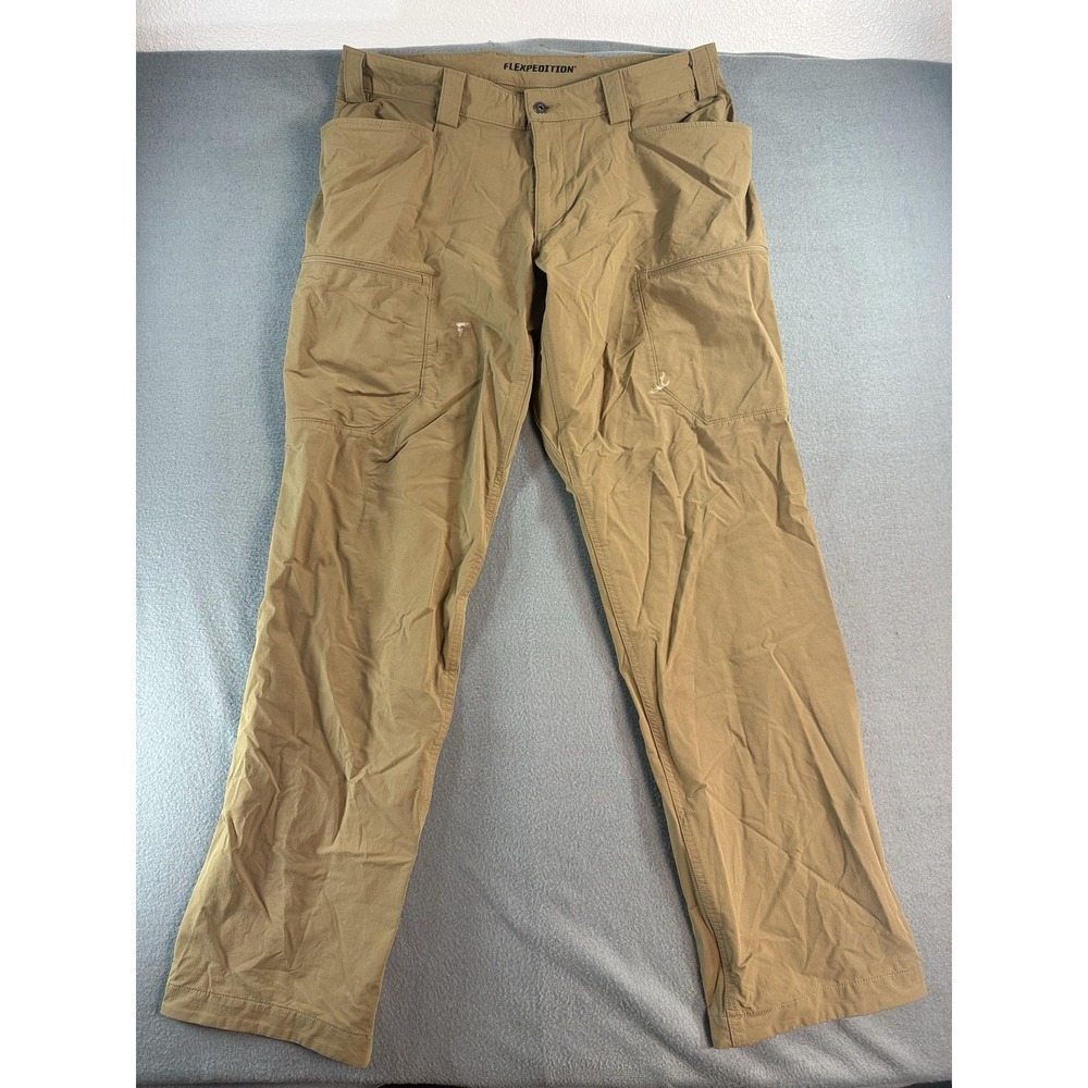 Duluth Trading Co Flexpedition Pants Mens 38x36 Beige Relaxed Fit Cargo Stretch